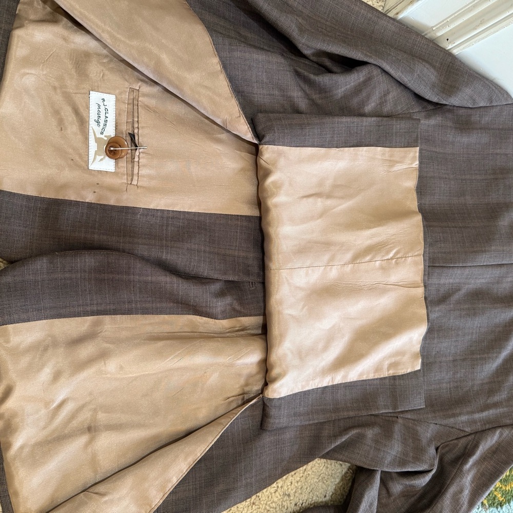 RJ Classics Prestige Equestrian Show coat ladies 12 R brown plaid shades - Picture 13 of 15